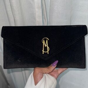 Steve Madden Black Clutch with Gold Logo
